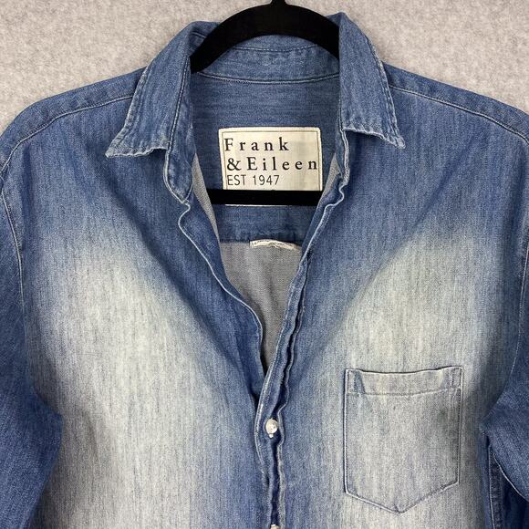 Frank & Eileen Distressed Vintage Wash Mary Classic Shirt Dress Size Small - Picture 2 of 13